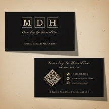Elegante Código QR de Monograma de Oro Negro