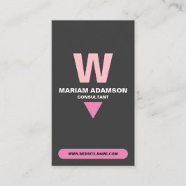 Tarjeta De Visita Elegante (Código QR de Monograma) Rosa y Negro Mat