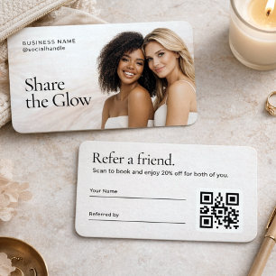 Tarjeta De Visita Elegante código QR de referencia de foto estética