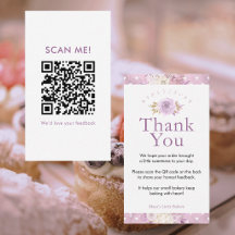 Elegante código QR de reseña floral rosa polvorien