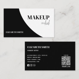 Tarjeta De Visita Elegante código QR en negro y blanco para artista