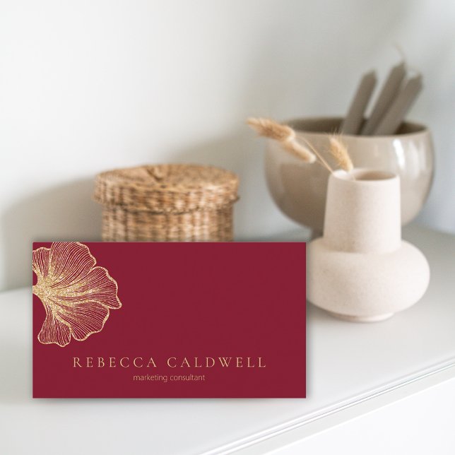 Tarjeta De Visita Elegante código QR floral rojo de rubí (Elegant Ruby Red Floral QR Code Business Card)