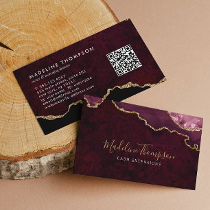 Tarjeta De Visita Elegante Código QR Geode de la ágata de mármol de 