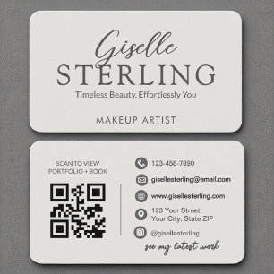 Tarjeta De Visita Elegante código QR guión moderno de gris pizarra
