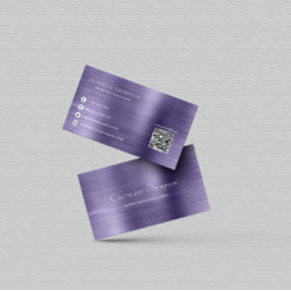 Tarjeta De Visita Elegante código QR Metalizado de medianoche Conéct