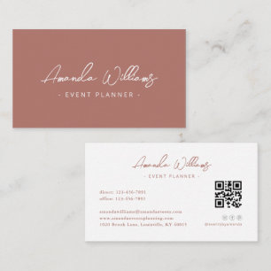 Tarjeta De Visita Elegante código QR Minimalista elegante y Rosa tur