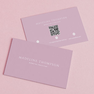 Tarjeta De Visita Elegante Código Qr Minimalista Lavanda Pálido