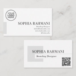 Tarjeta De Visita Elegante código Qr Minimalista moderno blanco negr