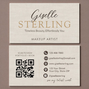 Tarjeta De Visita Elegante código QR moderno con letra script de lin