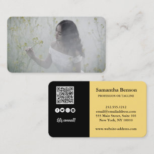 Tarjeta De Visita Elegante código QR moderno foto iconos de medios s