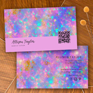 Tarjeta De Visita Elegante Código Qr Moderno Piedra de Fuego Opalo P