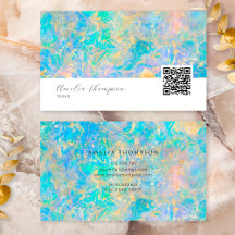 Elegante Código Qr Moderno Piedra Ópalo Dorada