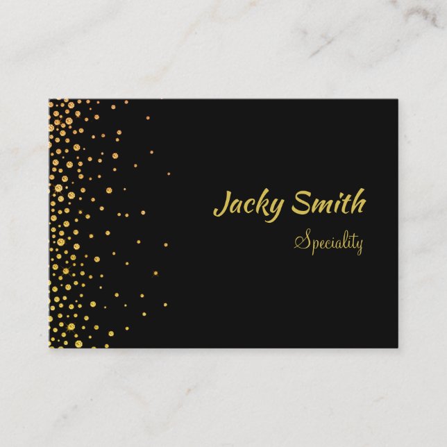 Tarjeta De Visita Elegante código qr negro y dorado moderno (Anverso)