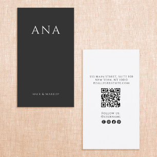 Tarjeta De Visita Elegante código QR para medios sociales negros