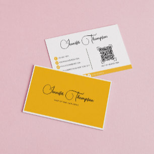 Tarjeta De Visita Elegante código QR profesional de escritura verde 