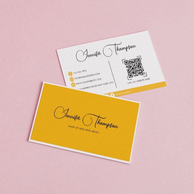 Tarjeta De Visita Elegante código QR profesional de escritura verde  (Subido por el creador)