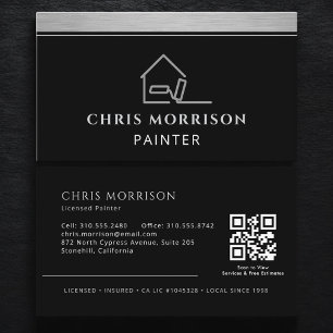 Tarjeta De Visita Elegante Código QR Profesional para Pintor Moderno