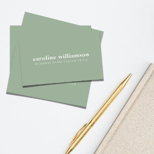 Tarjeta De Visita Elegante Código QR Verde Salvia Minimalista Modern