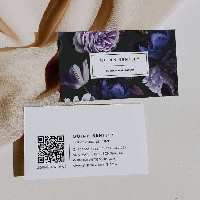 Tarjeta De Visita Elegante código QR violeta oscuro (Subido por el creador)