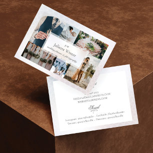 Tarjeta De Visita Elegante Colaje de Fotos con Perlas de Seda Transp