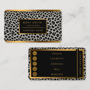 Tarjeta De Visita Elegante Colección de Leopardo Blanco de Lujo