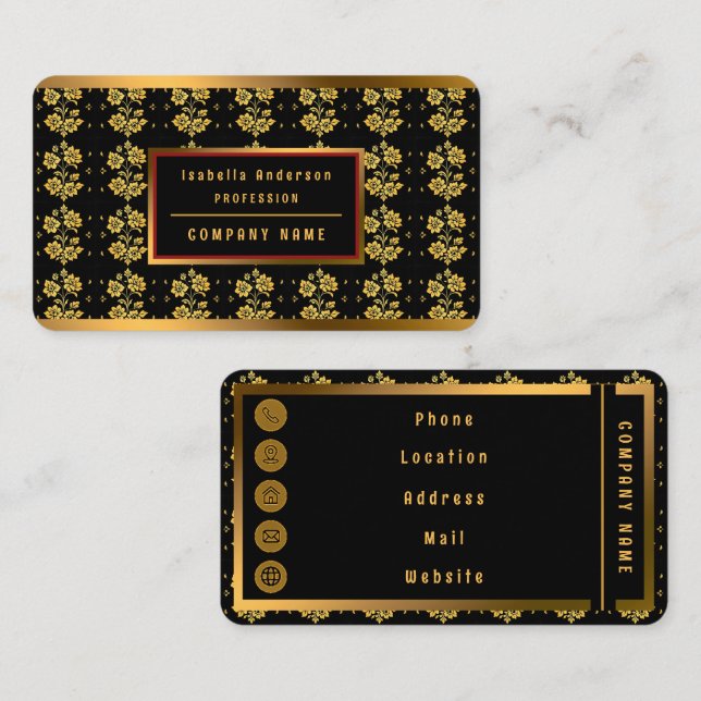 Tarjeta De Visita Elegante Colección Floral de Lujo Moderno (Anverso / Reverso)