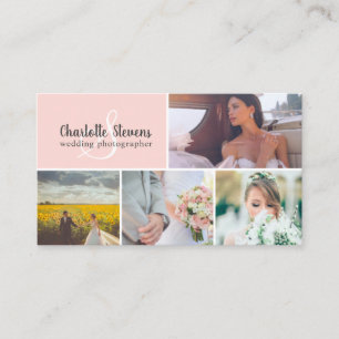 Tarjeta De Visita Elegante collage de fotógrafos bodas rosas