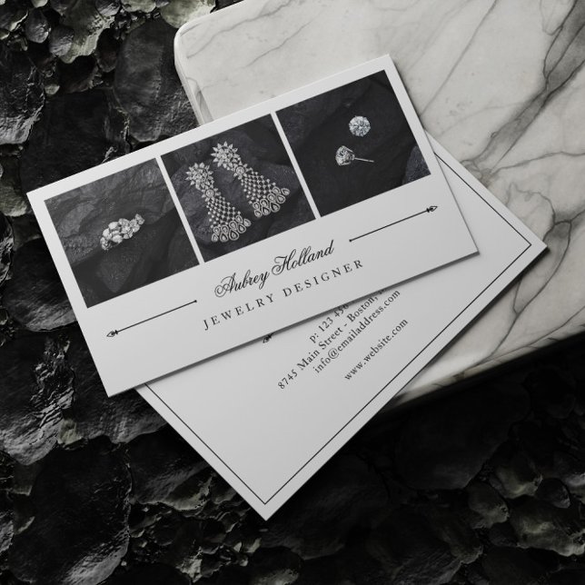 Tarjeta De Visita Elegante Collage de fotos de diseño de joyas (Subido por el creador)