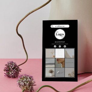 Tarjeta De Visita Elegante Collage de fotos de Instagram de Medios S