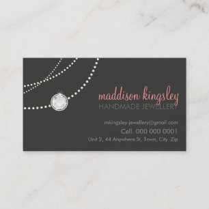 Tarjeta De Visita elegante collar solitaire coral gris rosa
