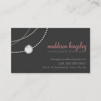 Tarjeta De Visita elegante collar solitaire coral gris rosa