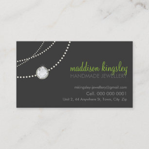 Tarjeta De Visita elegante collar solitaire gris lima verde