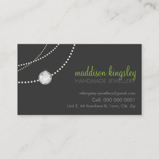 Tarjeta De Visita elegante collar solitaire gris lima verde