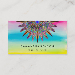Tarjeta De Visita Elegante color agua Lotus Flor Logotipo Yoga