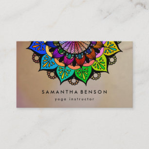 Tarjeta De Visita Elegante color agua Lotus Flor Logotipo Yoga
