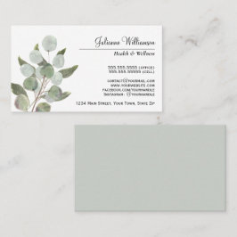 Tarjeta De Visita Elegante color de agua Eucalyptus deja a las mujer