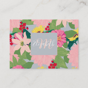 Tarjeta De Visita Elegante color de agua girasoles Rubor gris floral