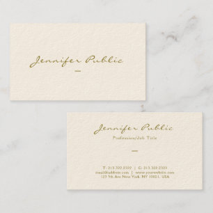 Tarjeta De Visita Elegante color dorado guión de lujo crema de firma