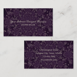 Tarjeta De Visita Elegante color morado oscuro morado tan antiguo co