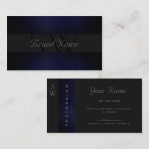 Tarjeta De Visita Elegante color negro oscuro gris azul oscuro con m