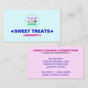 Tarjeta De Visita Elegante Color Pastel Azul y Rosa   Logotipo de Pa