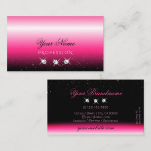 Tarjeta De Visita Elegante color rosa negro naranja espuma de diaman