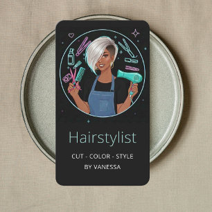 Tarjeta De Visita Elegante Colorista Estilista de Cabello Moderno