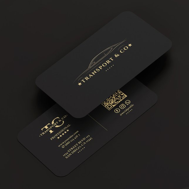 Tarjeta De Visita Elegante Compañía de Coches de Transporte Negro Mo (Elegant Transport Car Company Black Gold Modern Business Card
)
