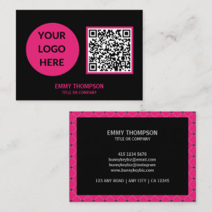 Tarjeta De Visita Elegante Compañía de Código QR Magenta Rosa Calien
