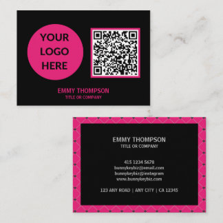 Tarjeta De Visita Elegante Compañía de Código QR Magenta Rosa Calien