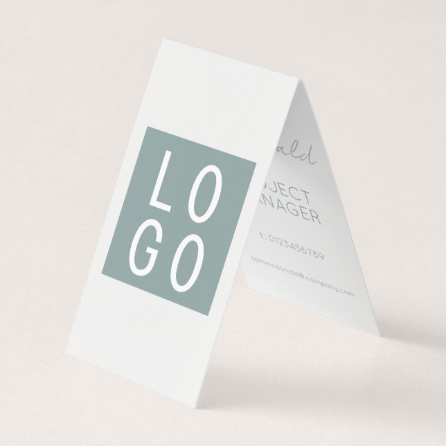 TARJETA DE VISITA ELEGANTE COMPAÑÍA DE NEGOCIOS LOGO VERDE FOLDEAR T (Anverso)