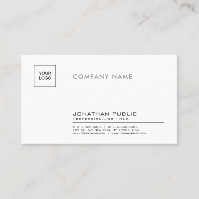 Tarjeta De Visita Elegante Compañía Profesional Con Logotipo (Anverso)