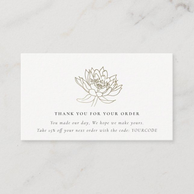 TARJETA DE VISITA ELEGANTE COMPRACIÓN DE LOGO DE ORO LOTUS FLORA GRA (Anverso)