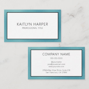 Tarjeta De Visita Elegante con Bordes de Lámina Teal